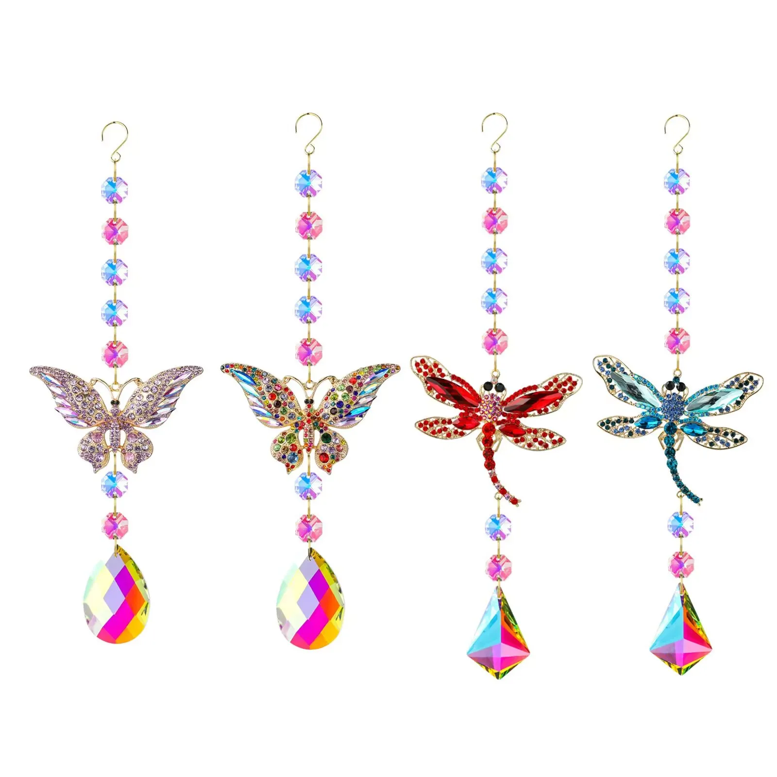 1PC Crystal Suncatcher Butterfly Dragonfly Rainbow Maker Crystals Prism Balls Pendants Ornaments for Indoor Window Decor