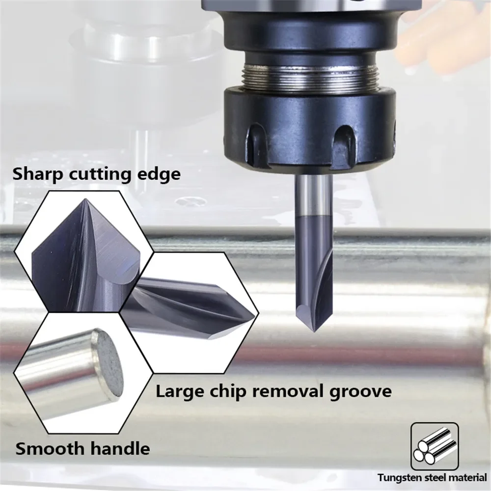 90 degree bevel end mill 2-12mm carbide cnc deburring router bit for aluminum engraving 3 flute milling cutter