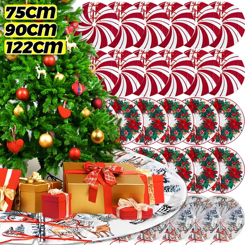 122/90/75CM Christmas Tree Skirt Snowman Elk Plush Desktop Xmas Tree Base Mat New Year Party Decoration Carpet for Home Supplies