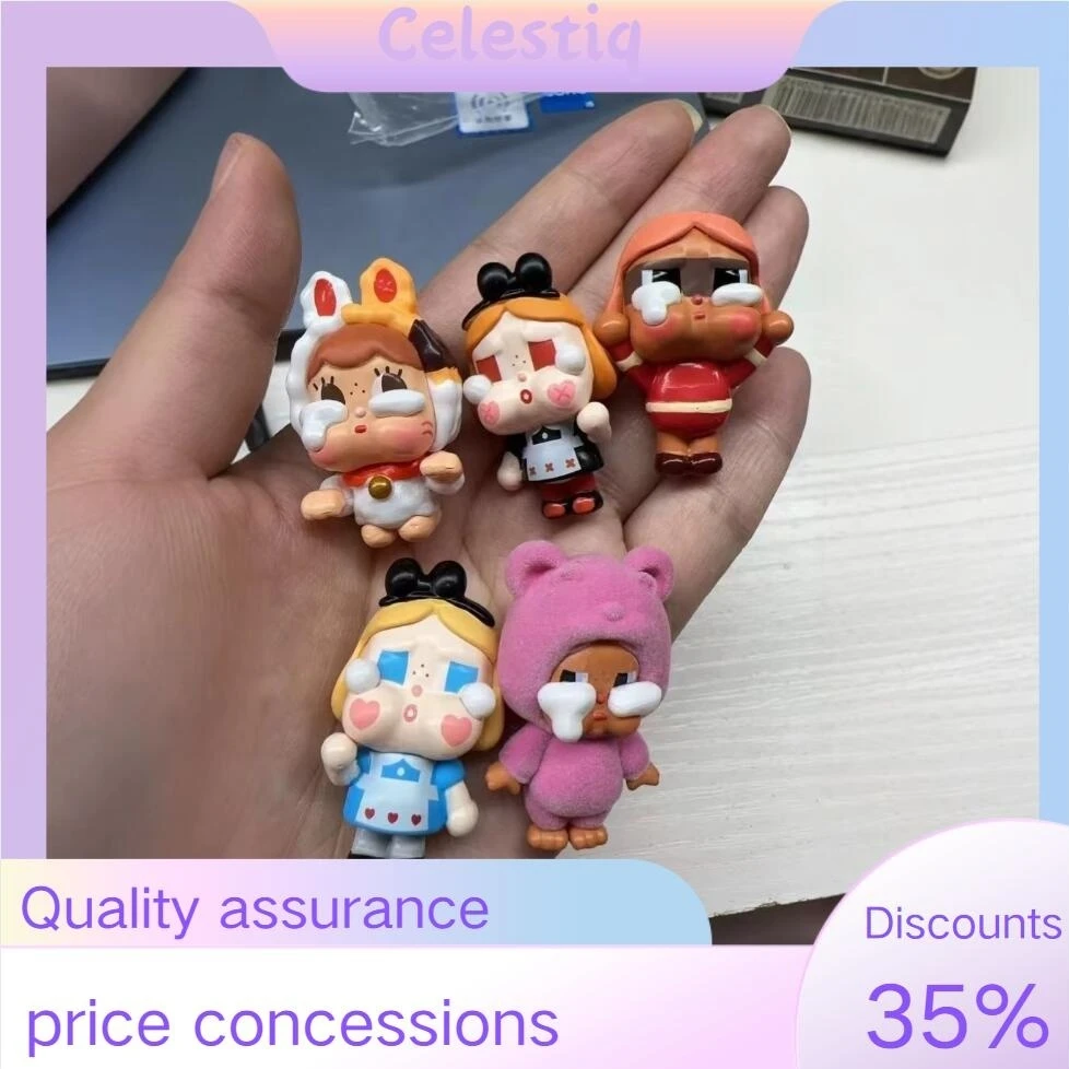 Mini4cm Crybaby Crying Again Series Kawaii Flocking Granules Diy Doll Model Mystery Box Cute Desktop Ornament Toy Children Gift