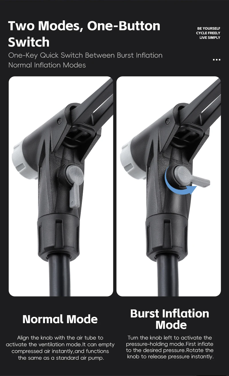 WEST BIKING 160PSI Fahrradpumpe Tragbare Schnellaufpumppumpe mit Manometer für Presta- und Schrader-Ventile E-Bike MTB Rennrad-Pumpe – Detail 6