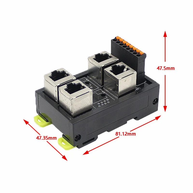 Quick contact RJ45 female to terminal block ,RJ45 8P8C  Horizantal Breakout board RJ 45 splitter RJ45 adapter Din Rail Mounting