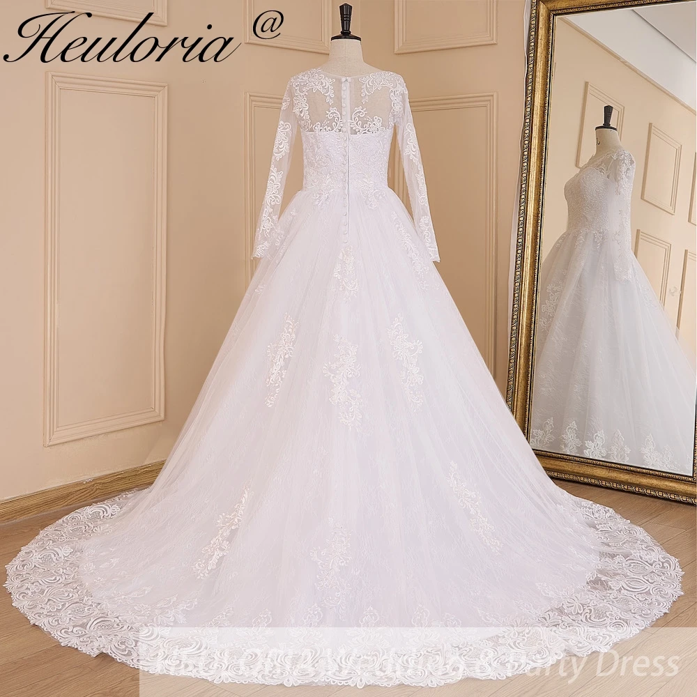 Doppio strato di pizzo principessa abito da ballo abito da sposa manica lunga Appliques di pizzo vestido De Noiva Sweep Train Bride Bridal