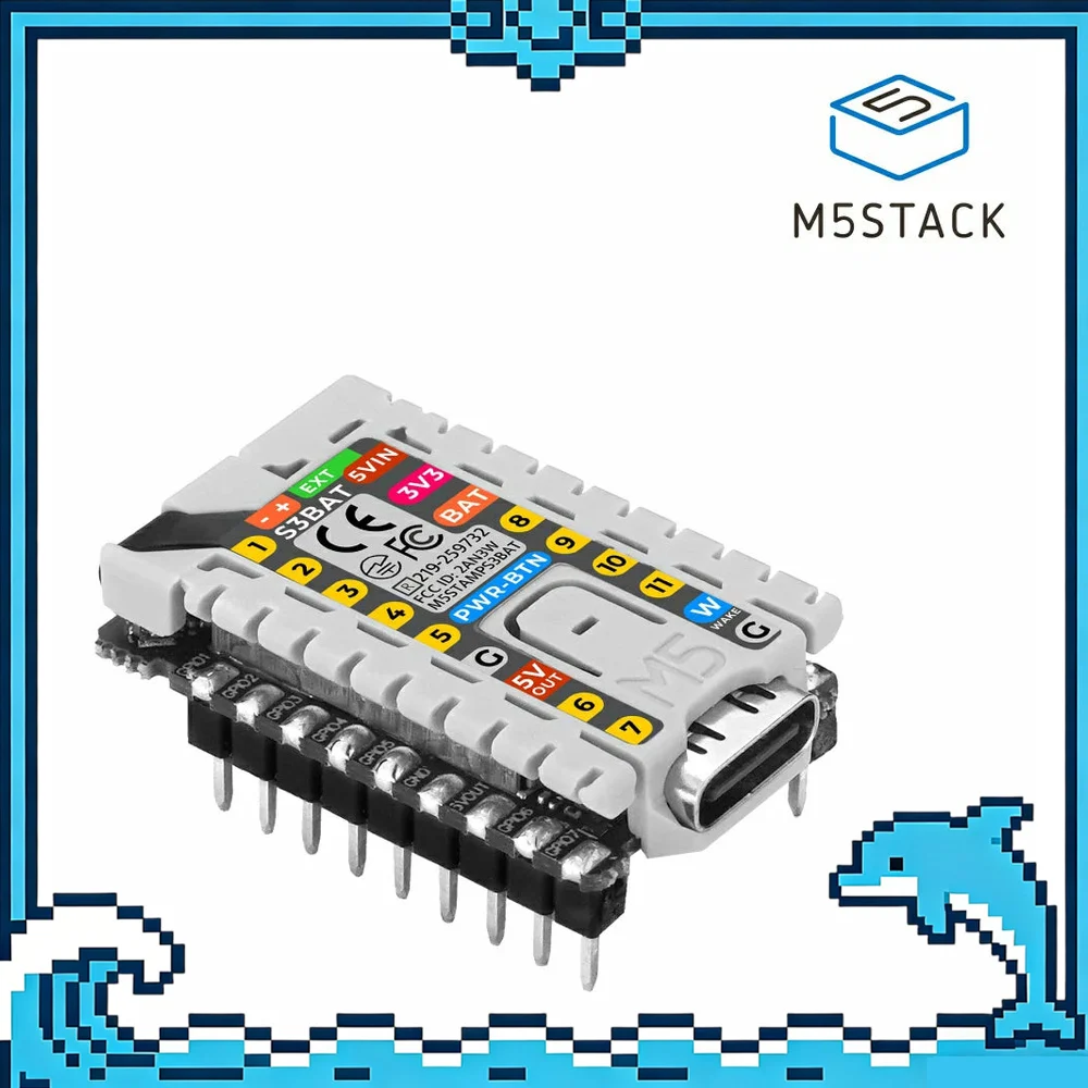 M5Stack M5StampS3 BAT ESP32-S3 Embedded Core Module with Power Management and 2.54mm Header Pins