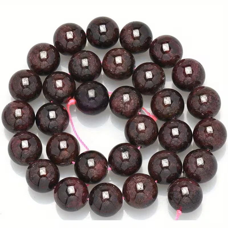 4/6/8/10/12 mm natürliche rote Granat-Steinperlen, runde lose Abstandsperlen für die Schmuckherstellung, DIY-Armband, Halskette, Charms, Zubehör – Detail 3