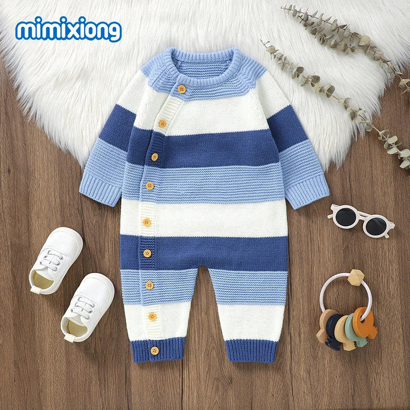 Baby Girls Rompers Autumn Crew Neck Long Sleeve Knit Newborn Boys Jumpsuits One Pieces Winter Infant Unisex Playsuits 0-18m Wear