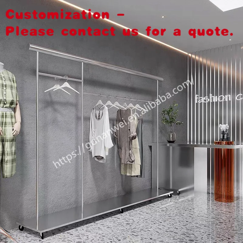 

На заказ. Изготовленная на заказ женская розничная витрина одежды из нержавеющей стали, вешалка для одежды, магазин одежды для женщин