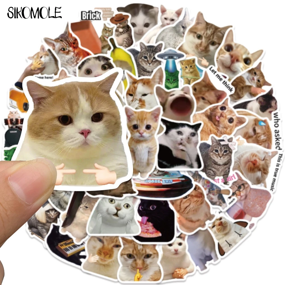 10/30/50PCS Kawaii Funny Cat Meme Stickers Aesthetic Art DIY Decoration PVC Toy Kid Travel Luggage Graffiti Decals Sticker Pack
