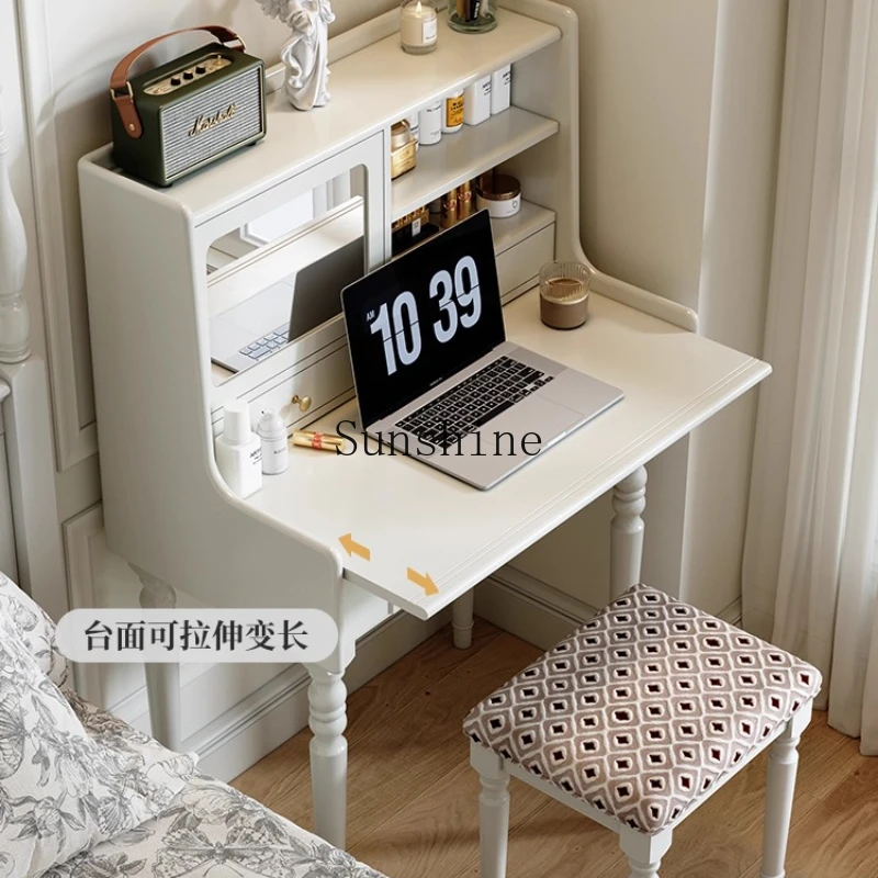 French solid wood piano dresser master bedroom small apartment retro style light luxury makeup table