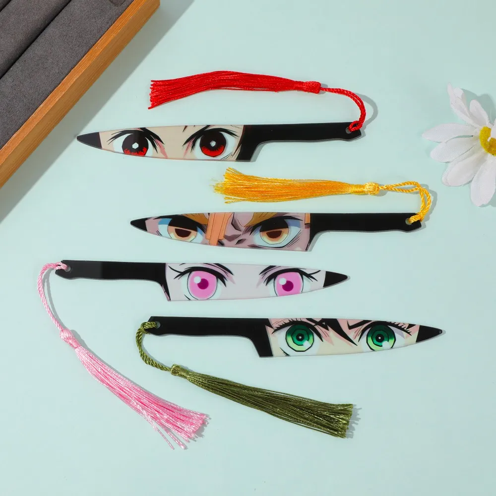 

Крутая акриловая закладка в форме ножа в стиле аниме «Охотники за привидениями» с кисточками — уникальный дизайн глаз персонажа, обеспечивает долговечность.