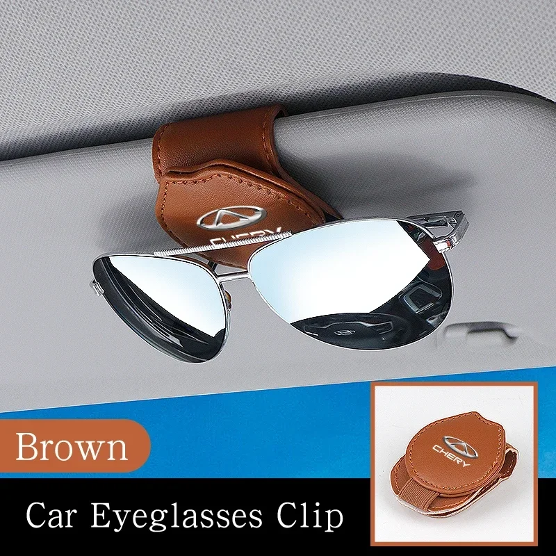 

for CHERY TIGGO 5 A1 A3 A5 QQ KIMO INDIS JAGGI Car Leather Sun Visor Glasses Frame Fastener Clip Glasses Ticket Document Holder