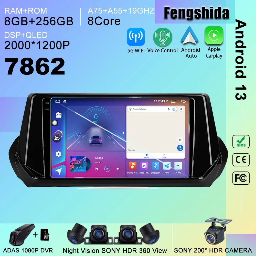 

Android 13 Car Radio DVD For Peugeot 2008 II 2 2019 - 2021 Multimedia Player GPS Navigation Stereo Head Unit No 2din 7862 CPU BT