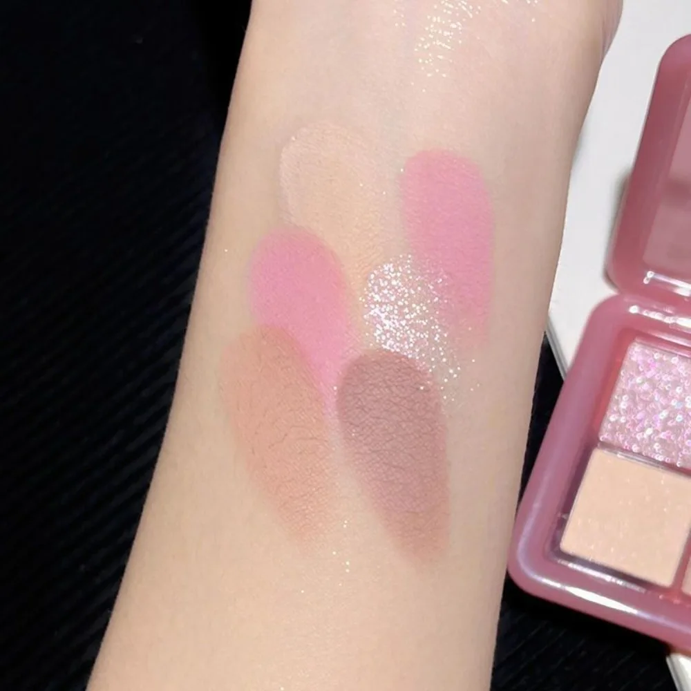 6-Color Pink Eyeshadow Palette Shimmer Pearly Matte Glitter Rouge Tray Highly Pigmented Lasting Eyes Makeup Tools Eye Makeup