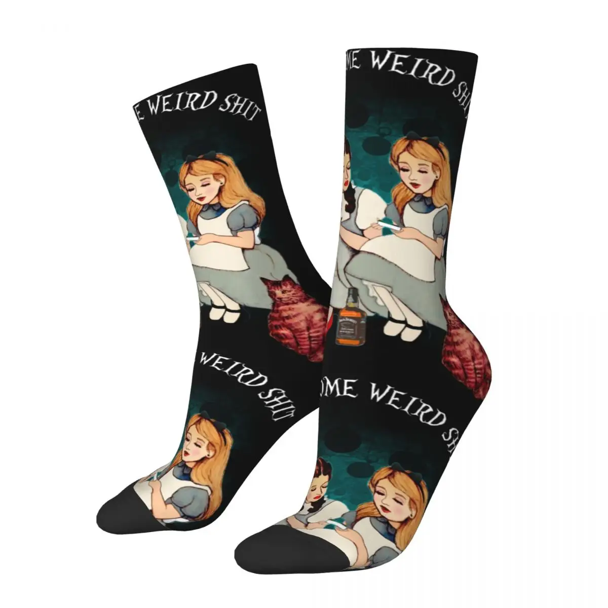 Autumn Winter Retro Women Men Alice Dorothy Weird Alice In Wonderland Socks Non-slip Skateboard Socks