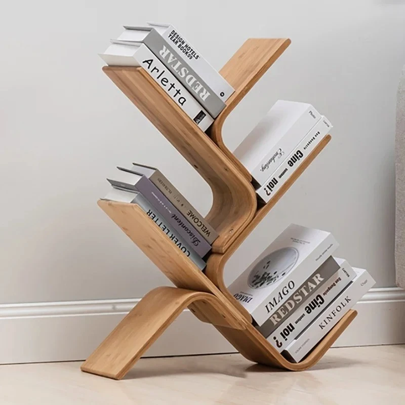 حفظ رف الكتب المنحني ديكور خشبي ركن رف الكتب الصناعية الحد الأدنى غرفة نوم Estante Para Livros أثاث غرفة المعيشة #4