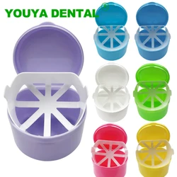 Denture Box Case With Net Dental False Teeth Cleaning Bath Box Orthodontic Mouth Guard Container Plastic Oral Hygiene Supplies