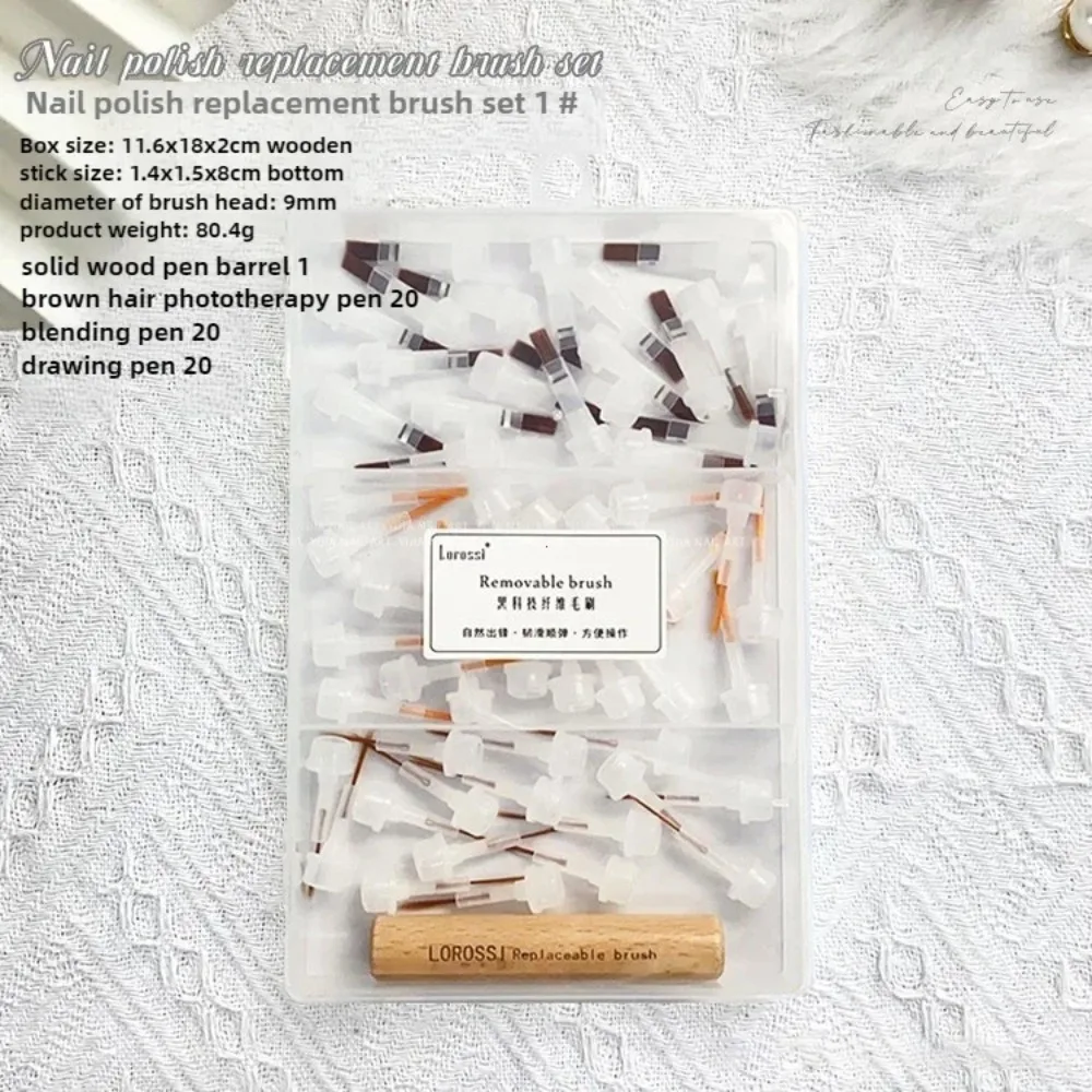 

40/60 шт. мягкая кисть для лака для ногтей с двойной головкой, портативная сменная головка, щетка для пяти стилей, многофункциональная