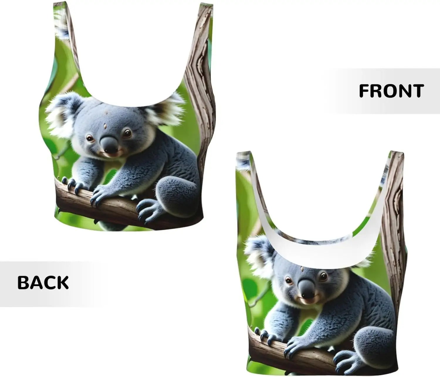 A little koala Printing Women's Sports Vest for Yoga Workout Fitness - Casual Sleeveless for Athletic Girls, Black, Large
