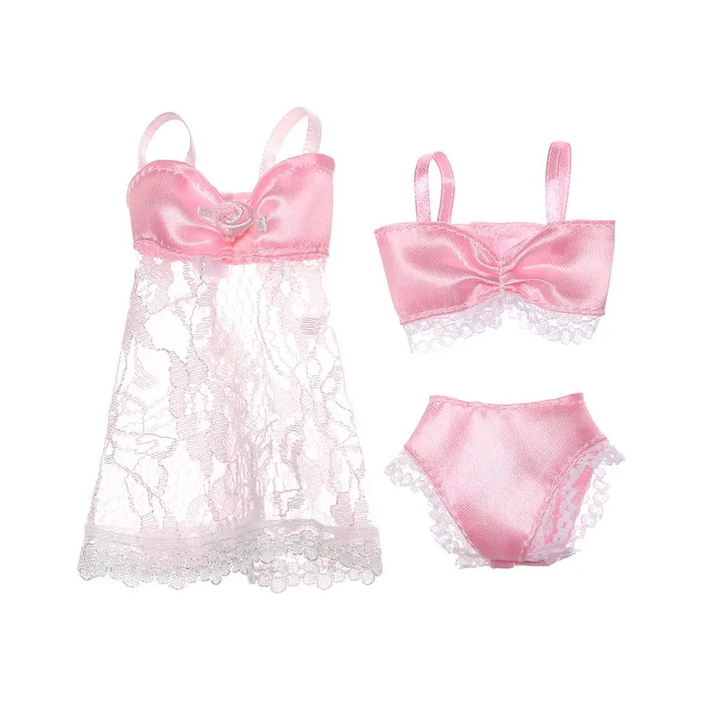 3Pcs/set  DIY 1/6 BJD Doll Clothing Set Doll Underwear Pajamas Party 3 In 1 Clothes Lace Night Dress Skirt Sexy Lingerie