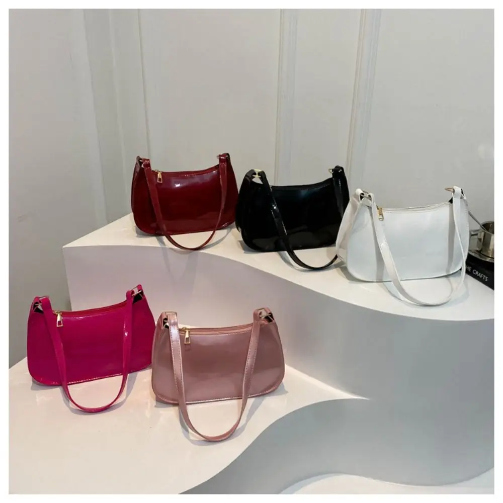 Trend Solid Color Handbag PU Zipper Style Shoulder Bags Dumpling Shape Korean Version Armpit Bag Daily Matching