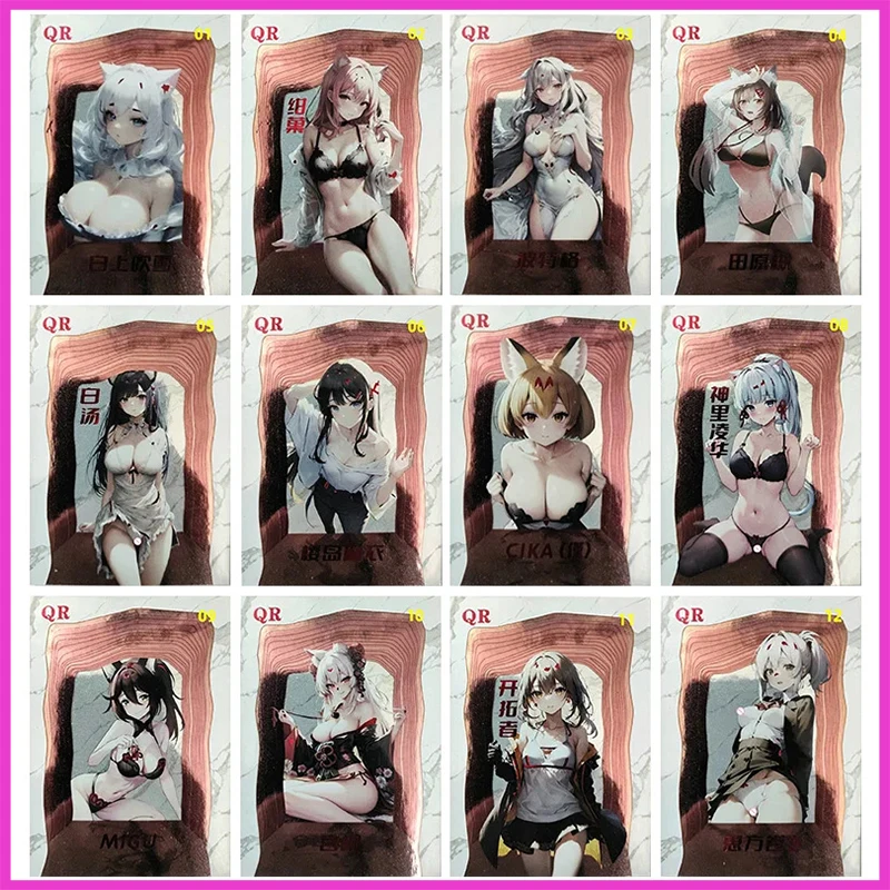 

Anime Goddess Story Rare QR Refractive Flash Cards Sakurajima Mai Kamisato Ayaka Toys for boys Collectible Cards Birthday Gifts