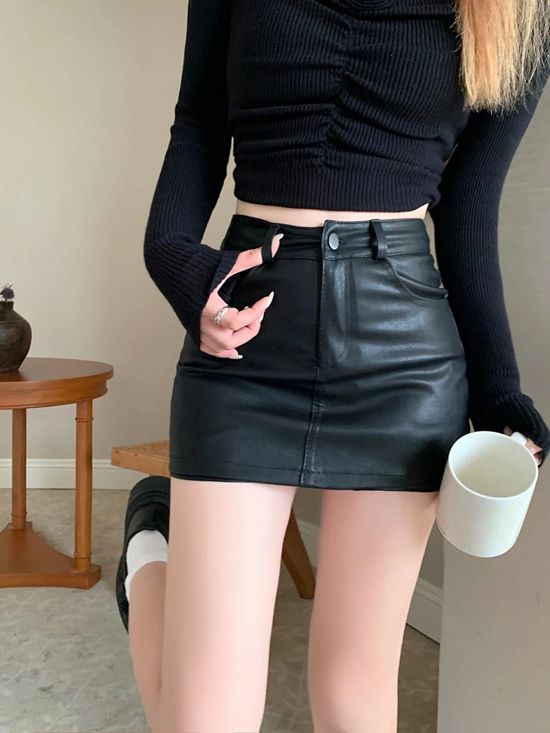 

Winter Autumn Women PU Skirt Wrap Hip Sexy Mini Skirt For Fashion Girls