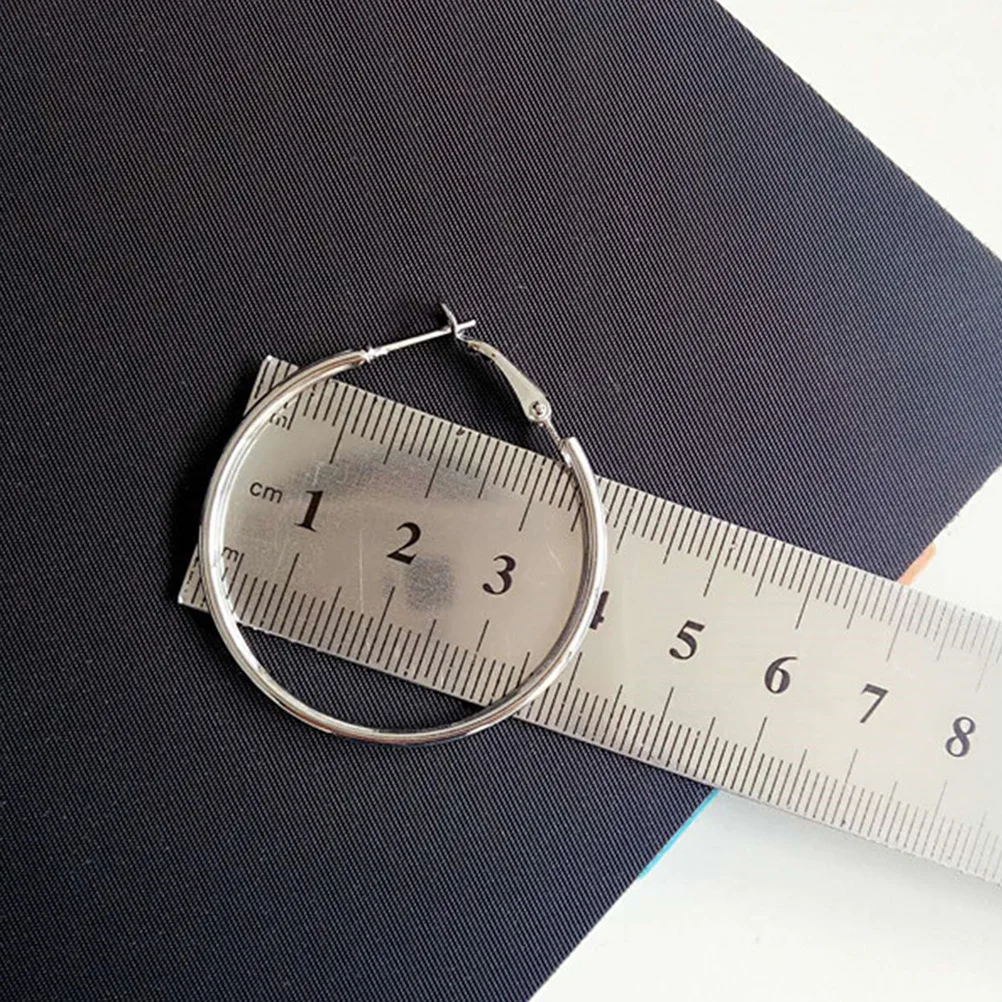 

Unisex Metal Earrings 4cm Round Circle Lightweight Durable Jewelry Accessories for Women Men Earrings