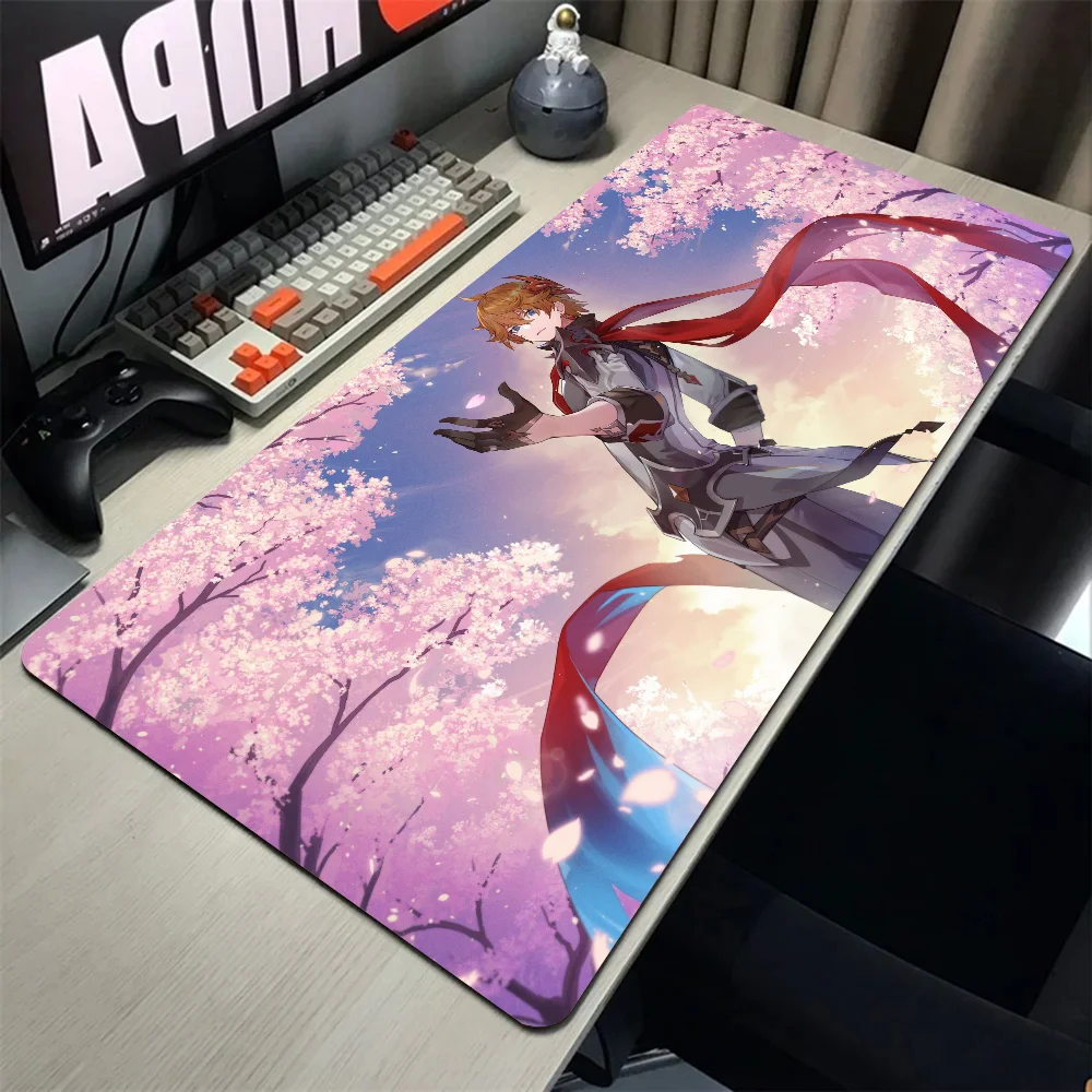 Genshin Impact Tartaglia Mousepad Mouse Mat With Pad gaming accessories Prime Gaming XXL Keyboard Pad Stitch Padding Mat