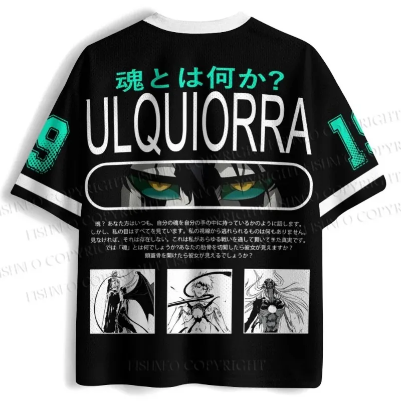 BLEACH Ulquiorra Cifer Anime Football Jersey T-shirt Unisex Oversized V-neck Short Sleeve Top Retro Streetwear Casual Sports Tee view 2