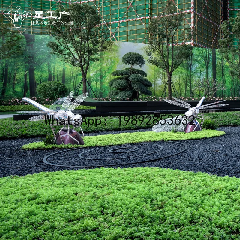 Z6  stainless steel dragonfly sculpture outdoor lawn decoration insect ornament hotel water feature decoration