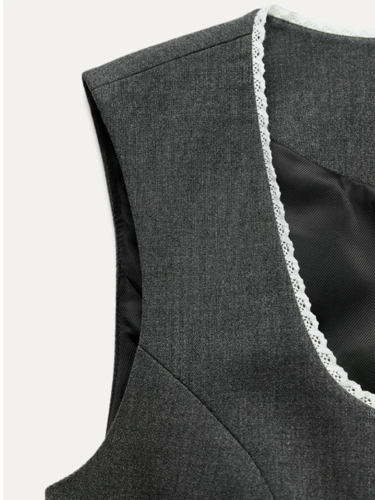 Début de l'automne coréen Sle couches ey dentelle garniture Svel ort costume gilet femmes haut de gamme sensation 30399 bouton Faionable...