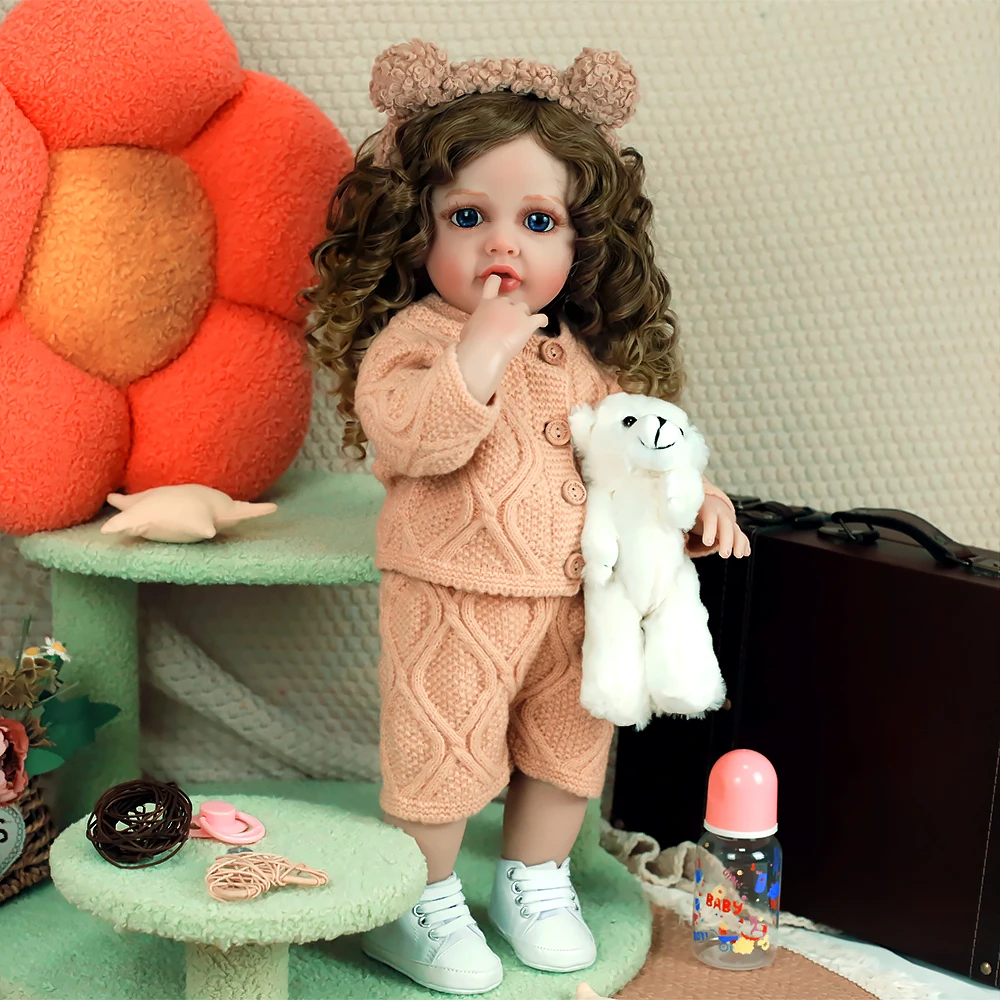 55 سنتيمتر تولد من جديد طفل فتاة دمية بيتي كامل لينة سيليكون الفينيل الجسم مع شعر أشقر الأميرة نابض بالحياة دمية طفل هدية عيد الميلاد لفتاة