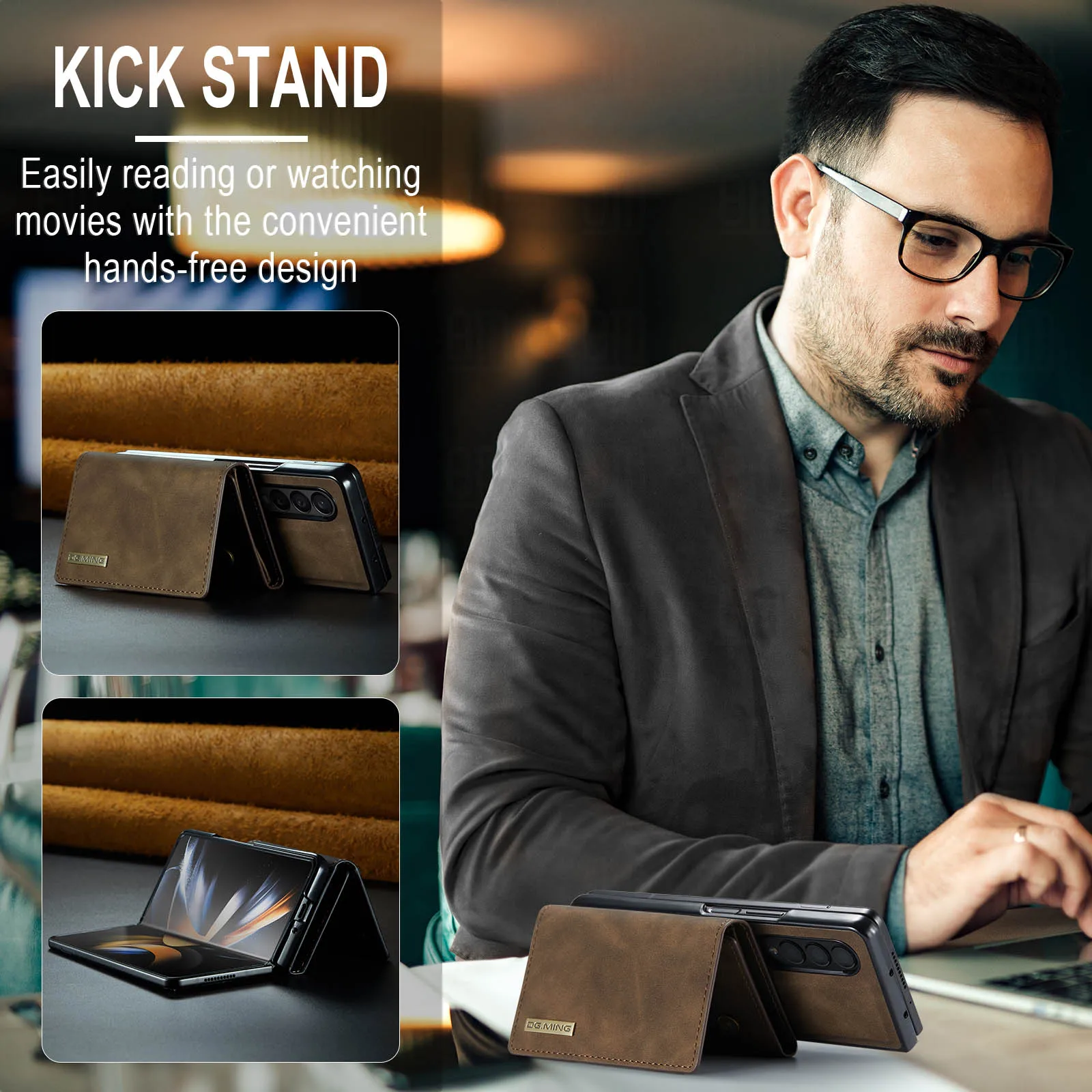 Magnetic Wallet Case For Samsung Galaxy Z Fold 4 3 5 Shockproof Stand Multi Card Slot Fibre Lining Leather Protection