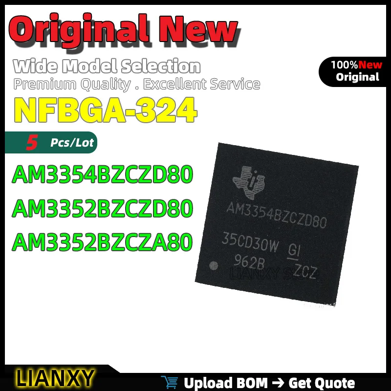 5pcs NFBGA-324 AM3354BZCZD80 AM3352BZCZD80 AM3352BZCZA80 ARM Cortex-A8 Processor New Original