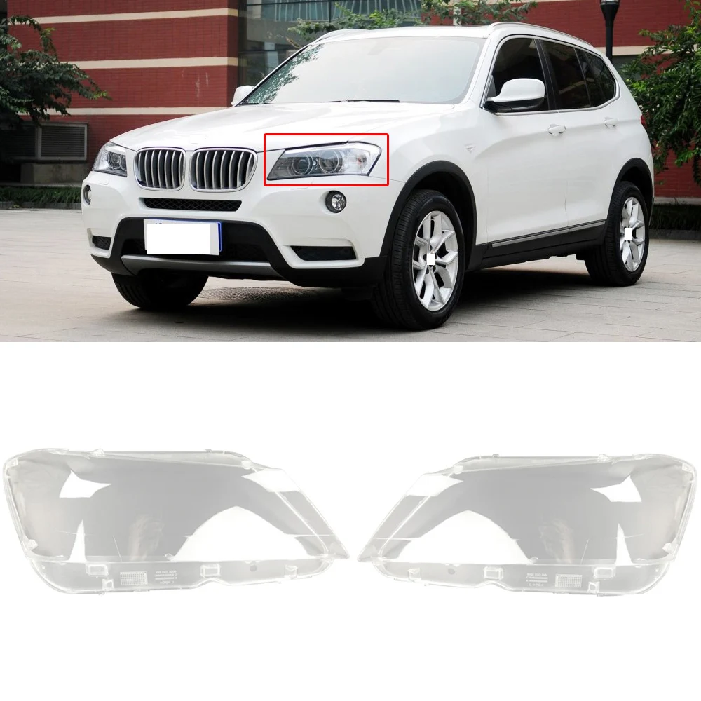 Car Front Headlight Headlamp Cover Headlamp Clear Lens Shell Cover Replacement for BMW X3 F25 2011-2013