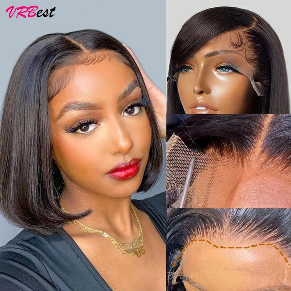 شعر مستعار برازيلي بوب مستقيم للنساء ، شعر مستعار بشري ، إغلاق دانتيل بدون لاصق ، 13 × 4 ، 4x4 #5