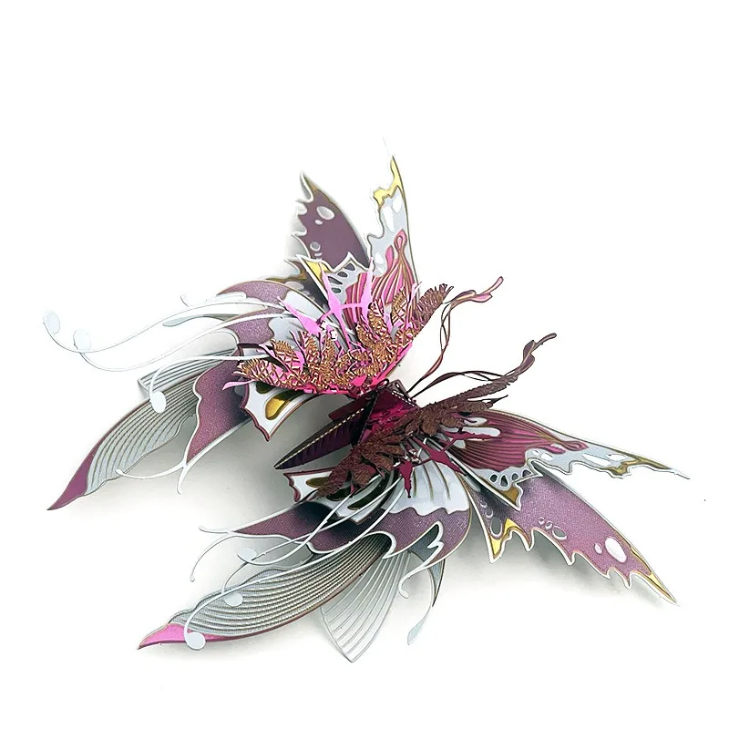 Puzzle 3D en métal papillon coloré, bricolage, Animal exquis, modèle d'assemblage d'insecte papillon, Kits de découpe Laser, jouets