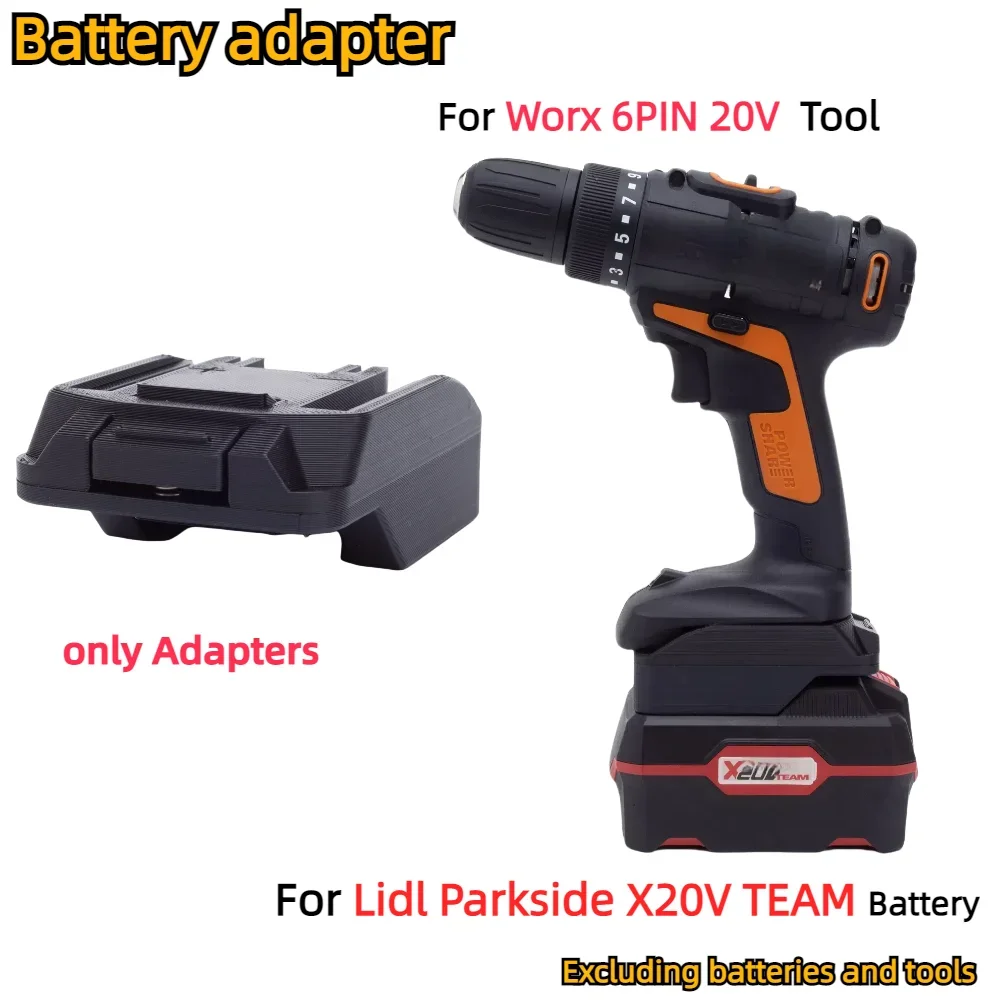 For Lidl Parkside X20V TEAM Li-ion Battery Adapter TO Worx 6PIN 20V Cordless Power Tools Converter Accessory(Only Adapter) 