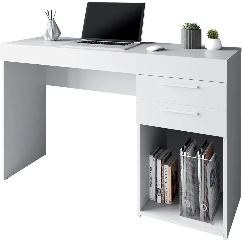 

Computer Home Office or Bedroom Storage & Drawers Ideal for Small Spaces Writing Desk, 47.6" W x 16.1" D x 30.3, White