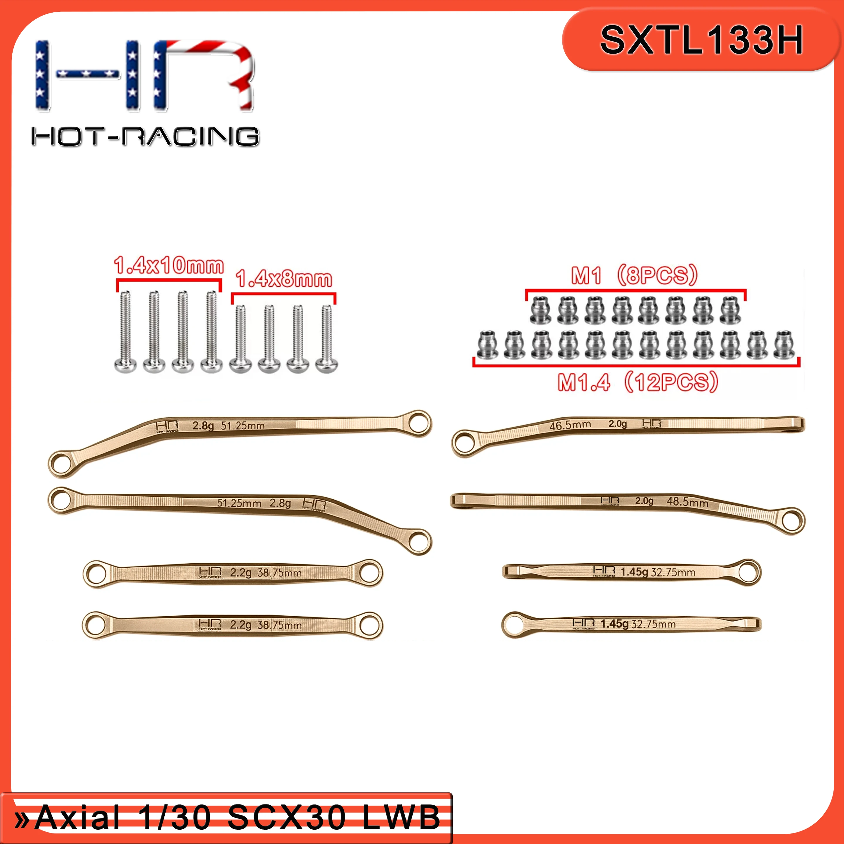 For Axial SCX30 Tacoma LWB Brass 4-Link Upgrade Replaces AXI-4429 Plastic Hot Racing