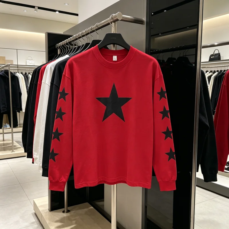

Long Sleeve YZY Chest Five-pointed Star Print T Shirt Men Women Kanye West Bully LS-03 YE LIVE Tee Black Mask Print Tops T-shirt
