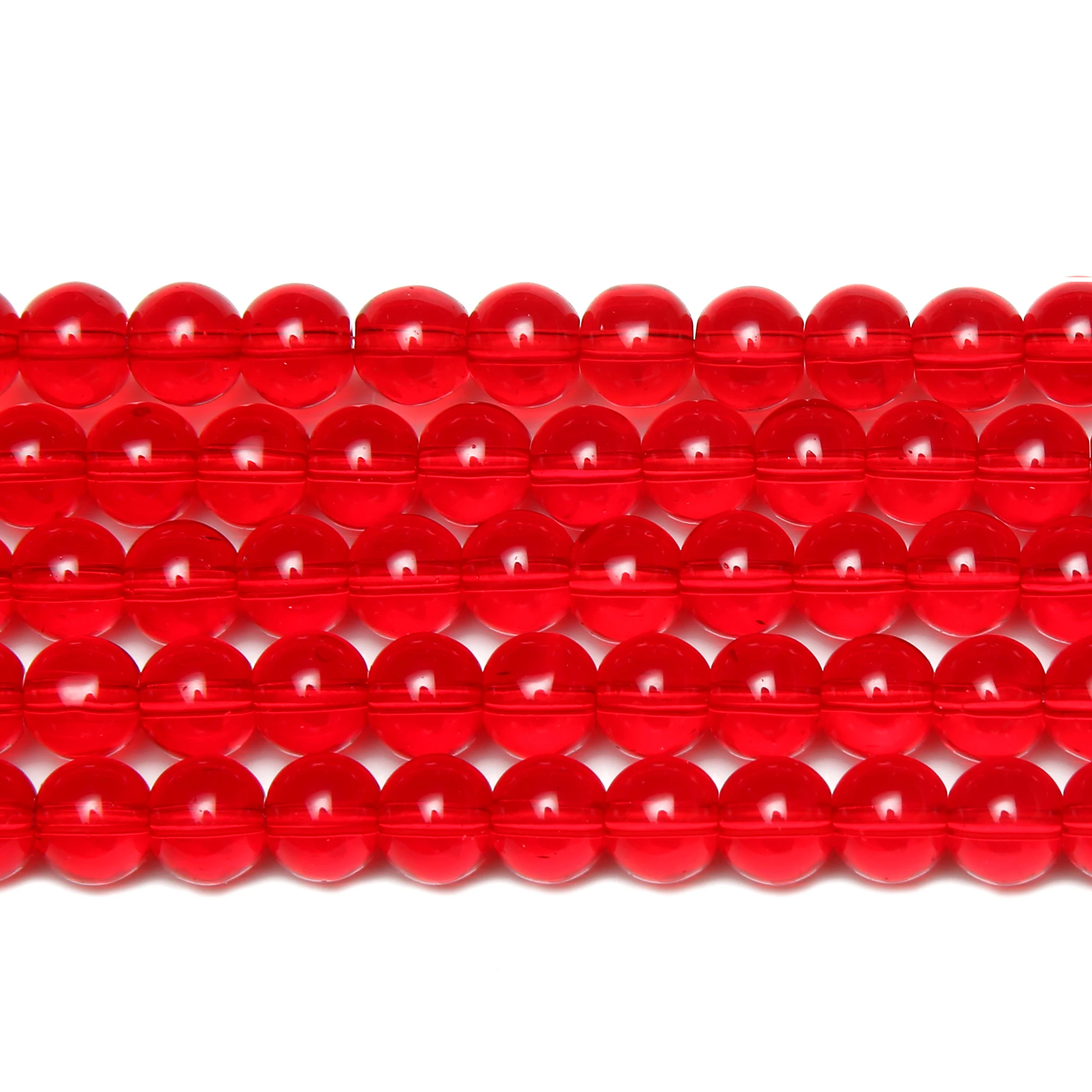 Smooth Red Glass Loose Beads 15\