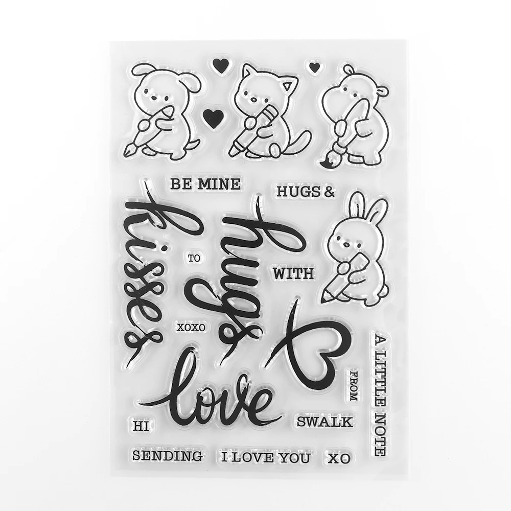 Hugs Kisses Love Clear Stamps and Cutting Dies For DIY Craft Making Card Photo Album Scrapbooking Decoration Template Art Decora