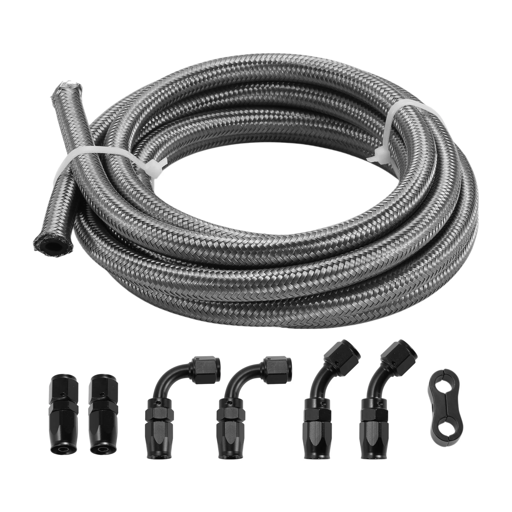 

UXCELL AN-4 Fuel Line Kit 10ft Hose Automotive Fuel Hose with Adapters 5.56mm(ID)