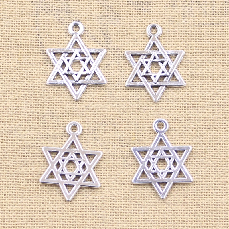 15pcs Charms Star Of David Shield 22x16mm Antique Making Pendant fit,Vintage Tibetan Bronze Silver color,DIY Handmade Jewelry