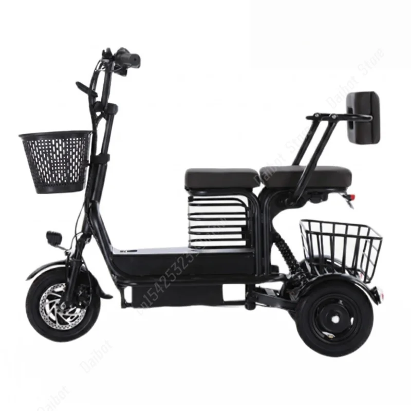 Leistungsstarkes Eltern-Kind-Elektro-Dreirad für Erwachsene, 3-Rad-Fahrzeug für Senioren, 2 Sitze, 800W, herausnehmbarer Akku, große Reichweite, Elektro-Scooter, 60 km
