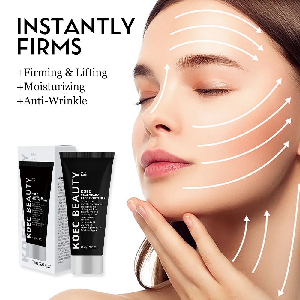 70ml KOEC Temporary Face Tightener Cream Instant Firming Smoothing Moisturizing Anti-Wrinkle Retinol Vitamin B5 Plant Extracts
