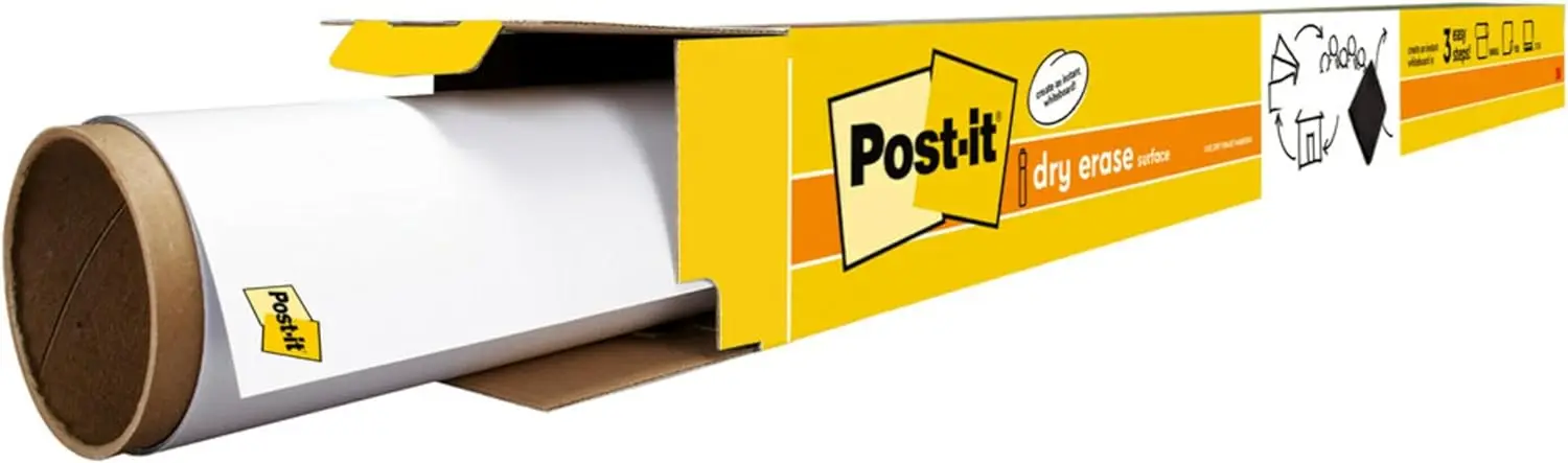 لفة فيلم السبورة البيضاء للمسح الجاف، 4 أقدام × 3 أقدام، قابلة للإزالة ومقاومة للبقع للجدران والأبواب والطاولات