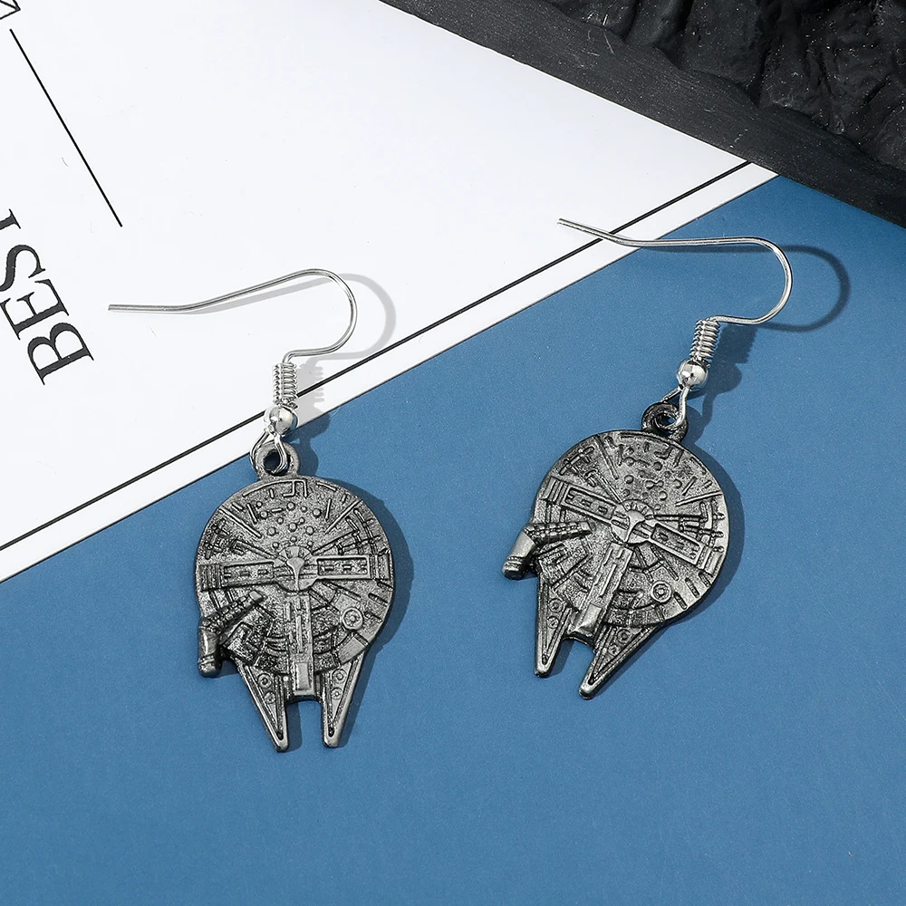 Retro Raumschiff Kriegsschiff Design Ohrringe Unisex Cosplay Schmuck Film-Peripherie Accessoire für Männer Frauen Geschenk – Detail 3
