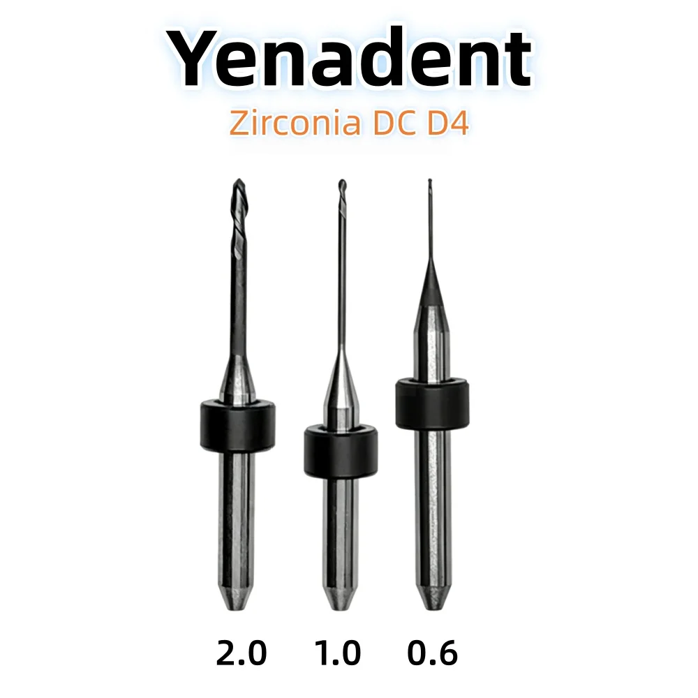 Yenadent Dental Milling Burs for Zirconia Lithium Disilicate/Emax Glass-ceramic Metal PMMA D4 DC Diamond Coating Grinding Drills